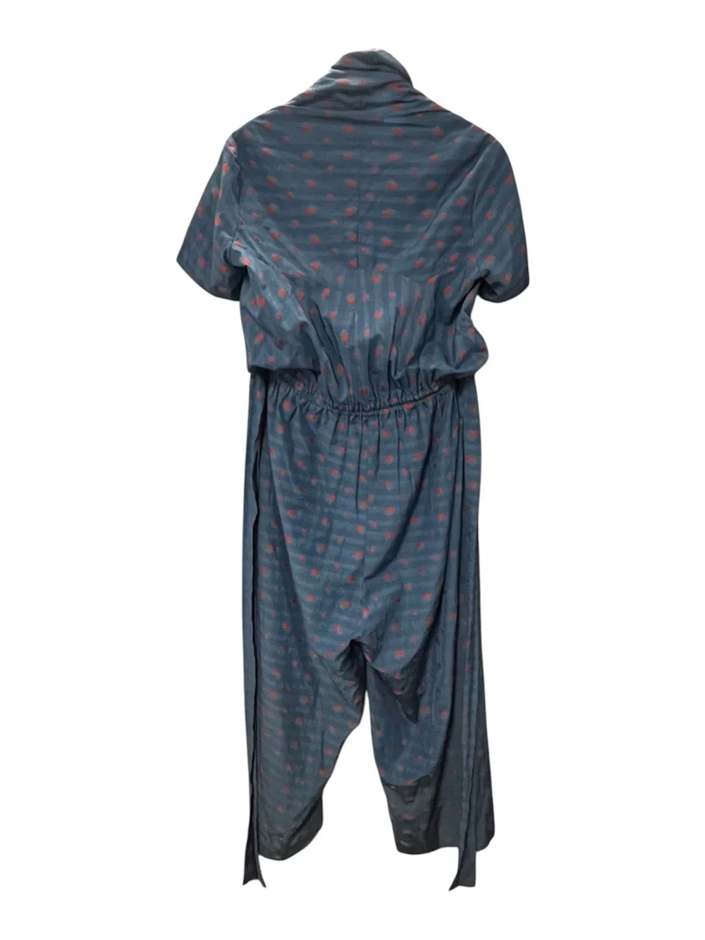 Caron Callahan Blue Short-Sleeve Kids Pajama Jumpsuit with Pink Dot Pattern
